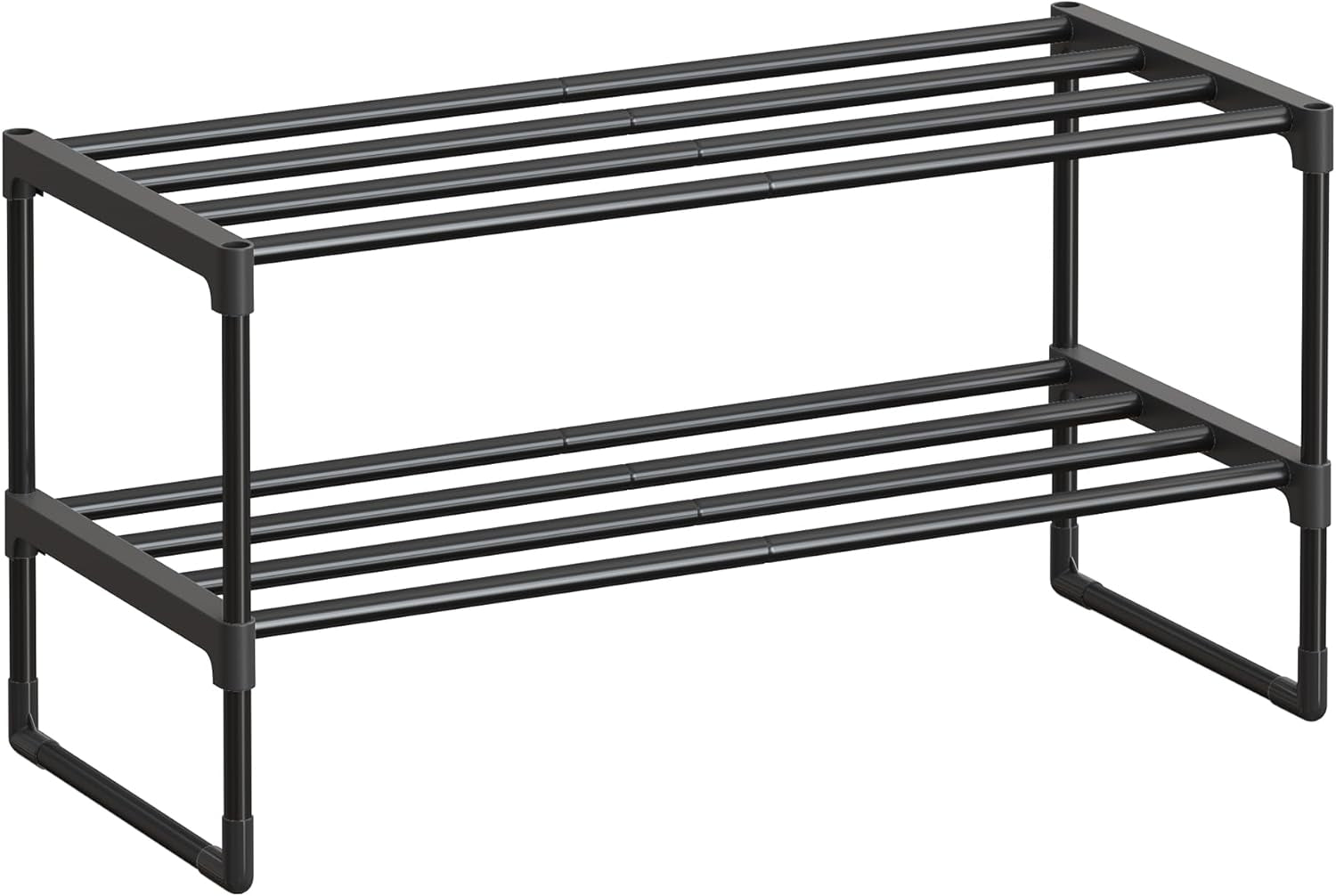 Shoe Rack, 2-Tier Shoe Organizer, Metal Storage Shelf, Upright or Upside Down, for 6-9 Pairs, Stackable, for Entryway, 11.8 X 26.8 X 13.2 Inches, Black ULSA202B01