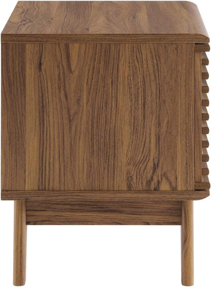 Render Mid-Century Modern 19" Vinyl Record Display Stand in Walnut, 19 Inch