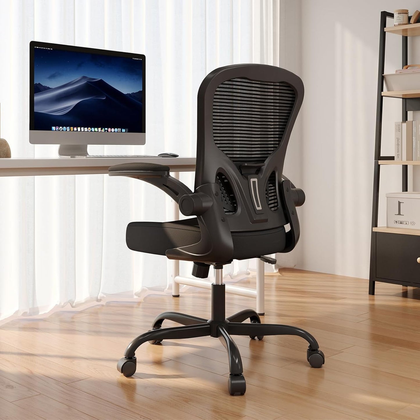 Office Chair, Ergonomic Desk Chairs 330LBS Capacity High Back Mesh Computer Chair with Flip-Up Armrests, Comfy Work Chair with Adjustable Lumbar Support, Rolling Chair