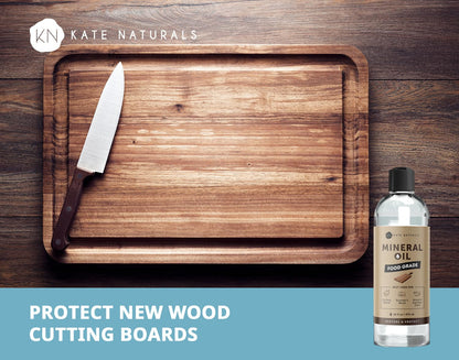 Mineral Oil for Wood Cutting Board, Butcher Block, and Knife. Food Grade Mineral Oil for Wooden Cutting Board & Utensils (16Oz, Food Safe)