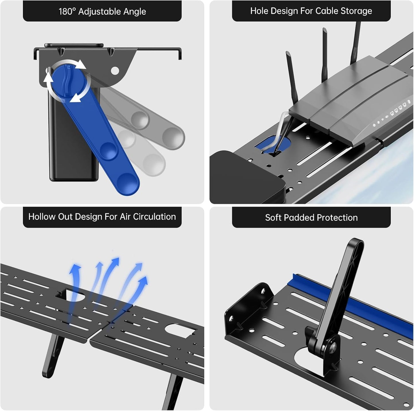 Steel TV Top Shelf- Adjustable Screen Shelf Floating Stand with 2 Storage Boxes,Computer Screen Shelf for Soundbar, Media Boxes, Game Console, Router and Home,34.65×4.33Inch
