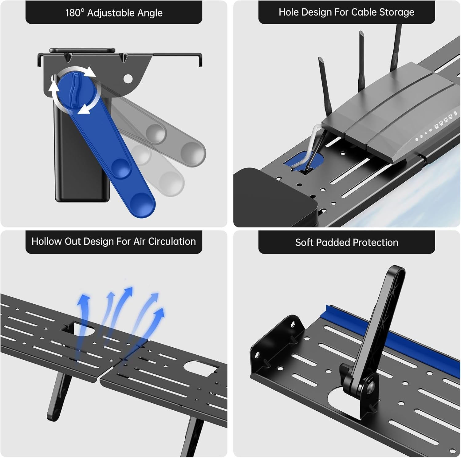 Steel TV Top Shelf- Adjustable Screen Shelf Floating Stand with 2 Storage Boxes,Computer Screen Shelf for Soundbar, Media Boxes, Game Console, Router and Home,34.65×4.33Inch