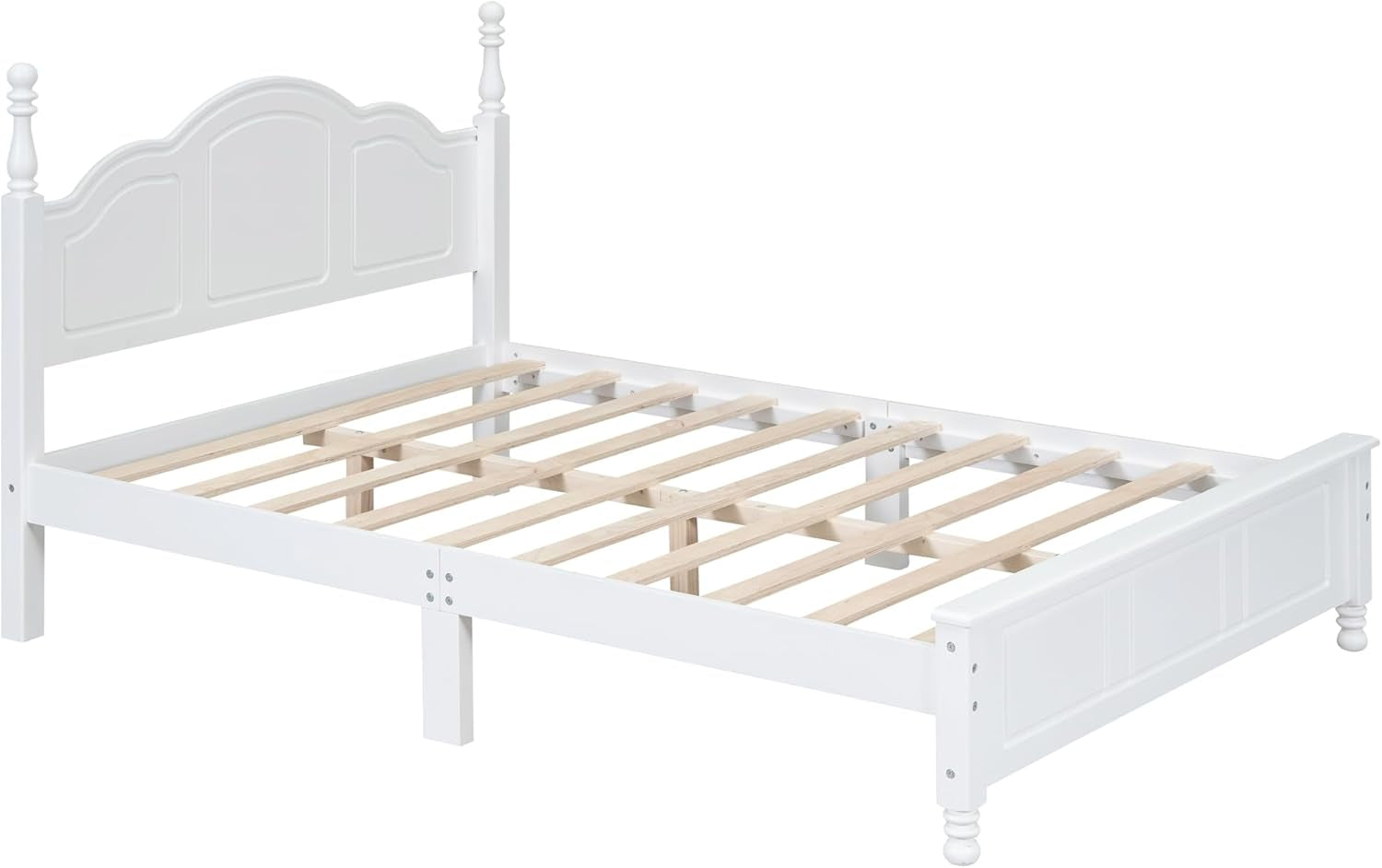 3-Pieces Bedroom Sets,Full Size Wood Platform Bed Frame for Boys Girls Kids Adults Toddler and Two Nightstands-White