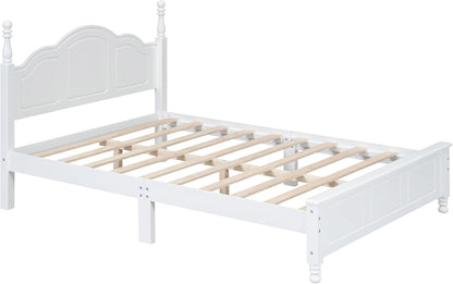 3-Pieces Bedroom Sets,Full Size Wood Platform Bed Frame for Boys Girls Kids Adults Toddler and Two Nightstands-White