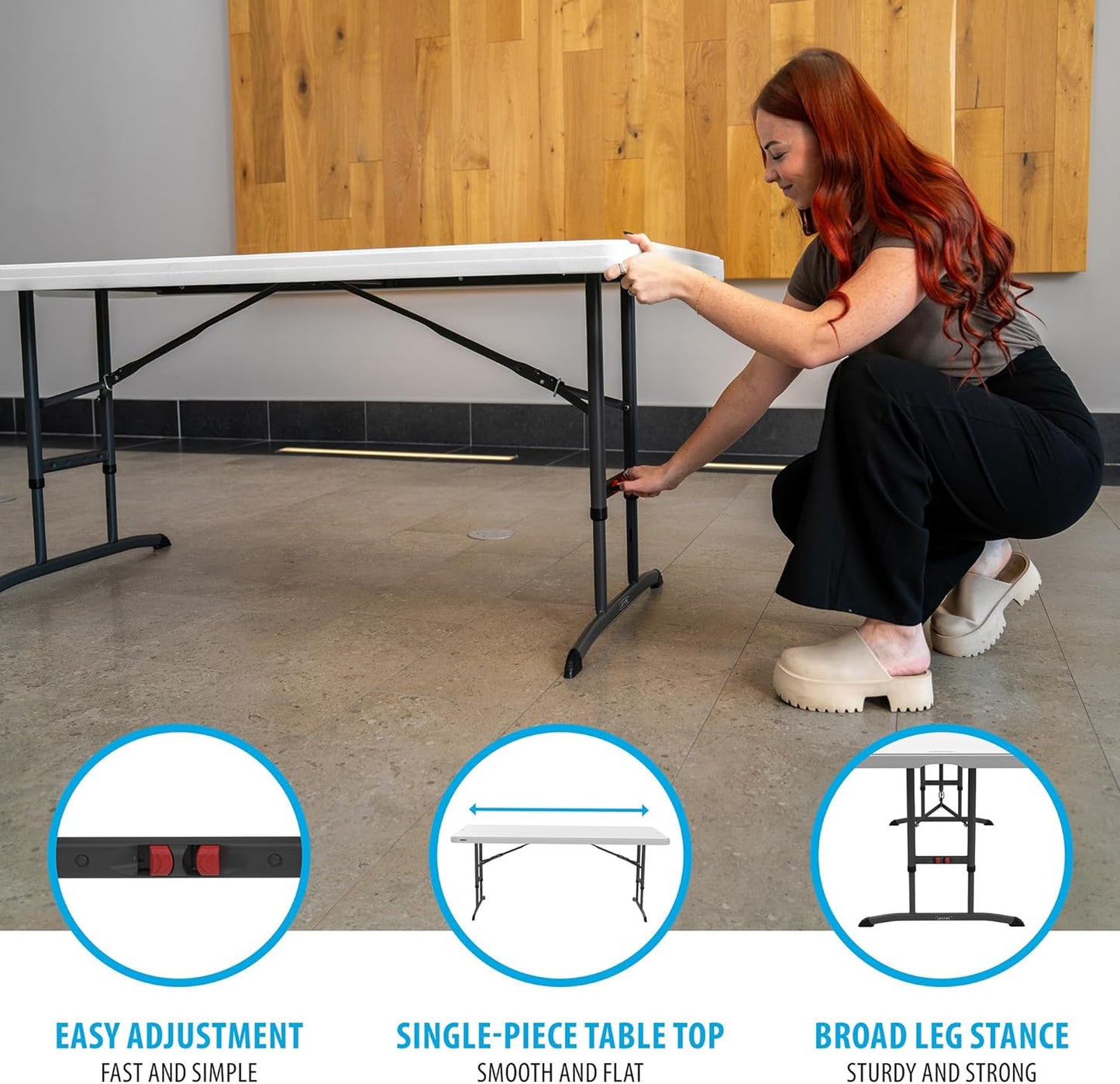 6-Foot Adjustable Height Nesting Table, Commercial, White Granite