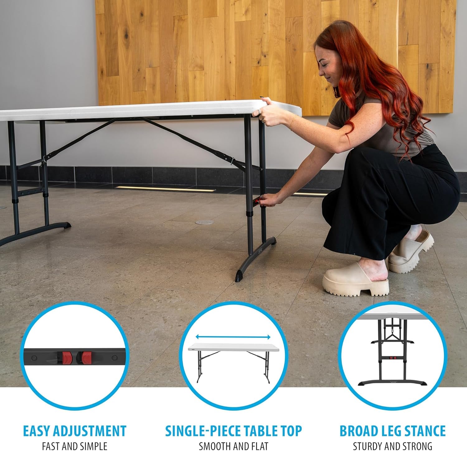 6-Foot Adjustable Height Nesting Table, Commercial, White Granite