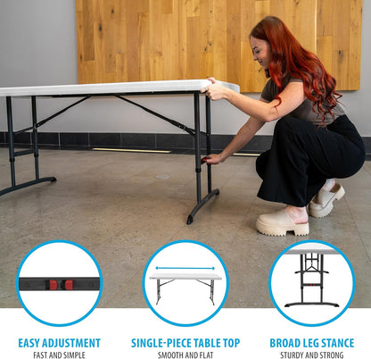 6-Foot Adjustable Height Nesting Table, Commercial, White Granite