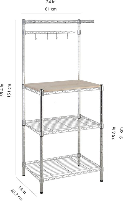 Kitchen Storage Baker'S Rack with Removable Top, Chrome/Beige, 18"D X 24" W X 59"H