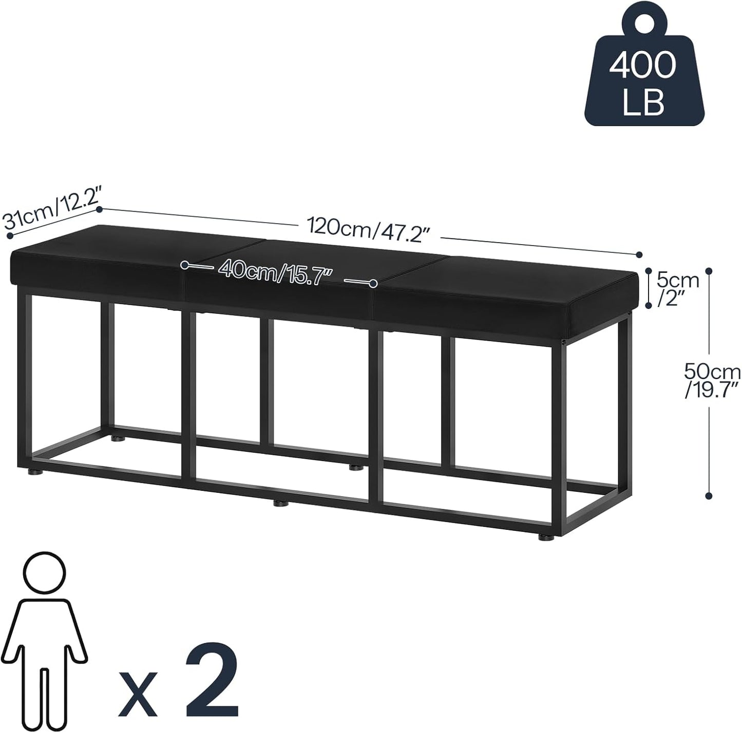 Dining Bench, Dining Room Bench with PU Leather Upholstered Seat, for Kitchen, Living Room, Hallway, Kitchen, Entryway, Bedroom, Black BB46CD01