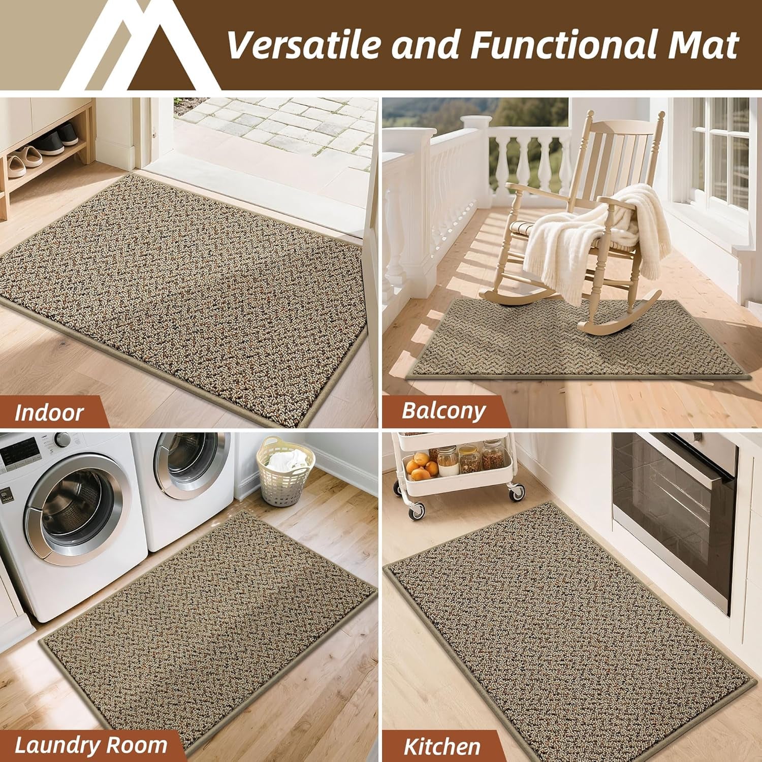 -Door-Mat 20" X 32" Non Slip Absorbent Entryway Rugs Dirt Trapper Doormats Washable Entrance Mats Low Pile Welcome Floor Mat for Front Back Door and Entry Mats,Taupe