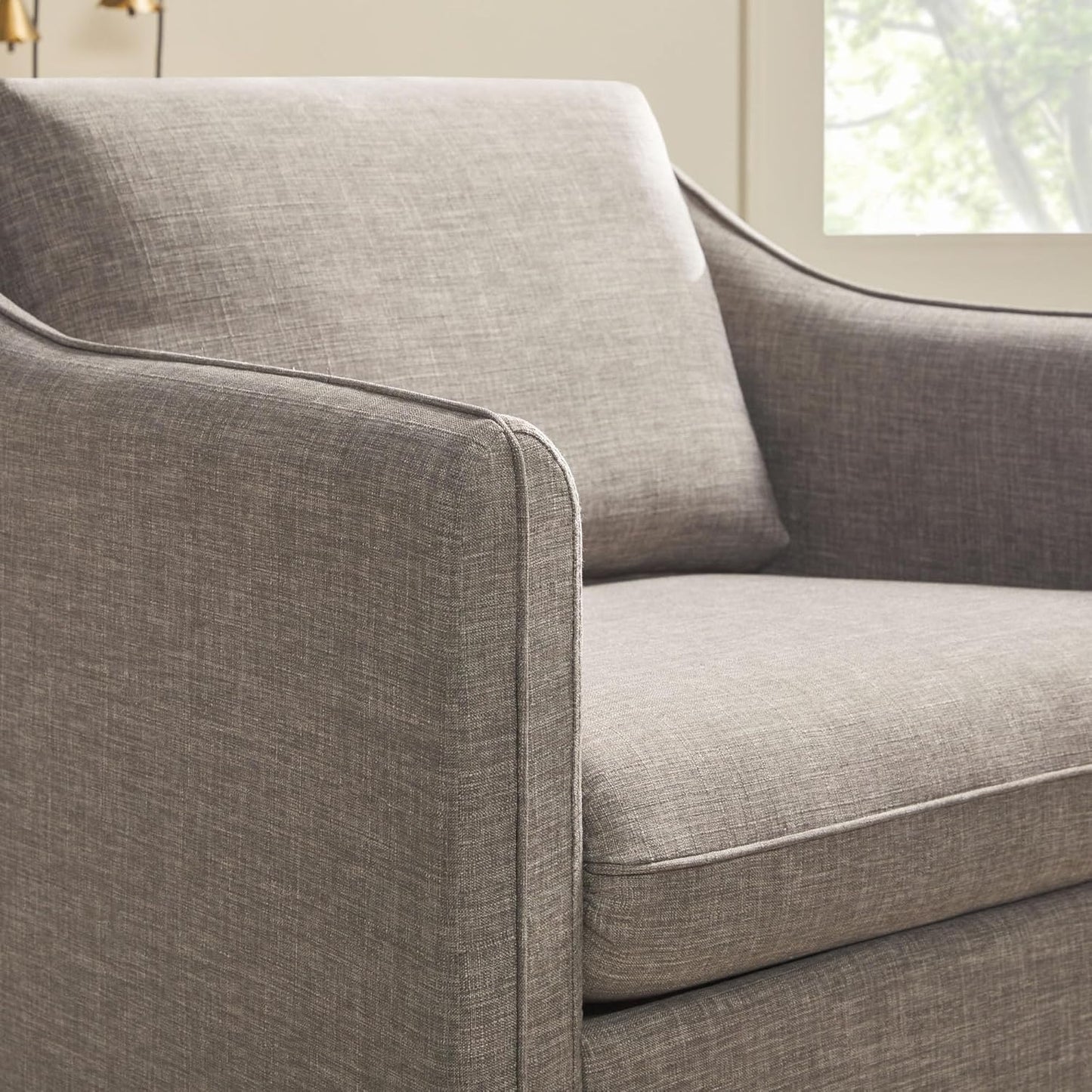 Nash Modern Farmhouse Linen Swivel Accent Chair, Dark Grey