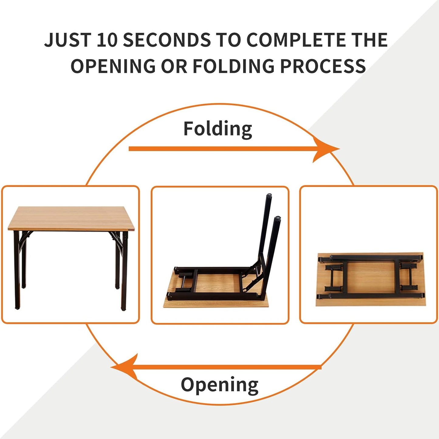 Folding Desk Small Desk 31 1/2" No Assembly Foldable Computer Desk for Small Space/Home Office/Dormitory,Teak&Black Frame