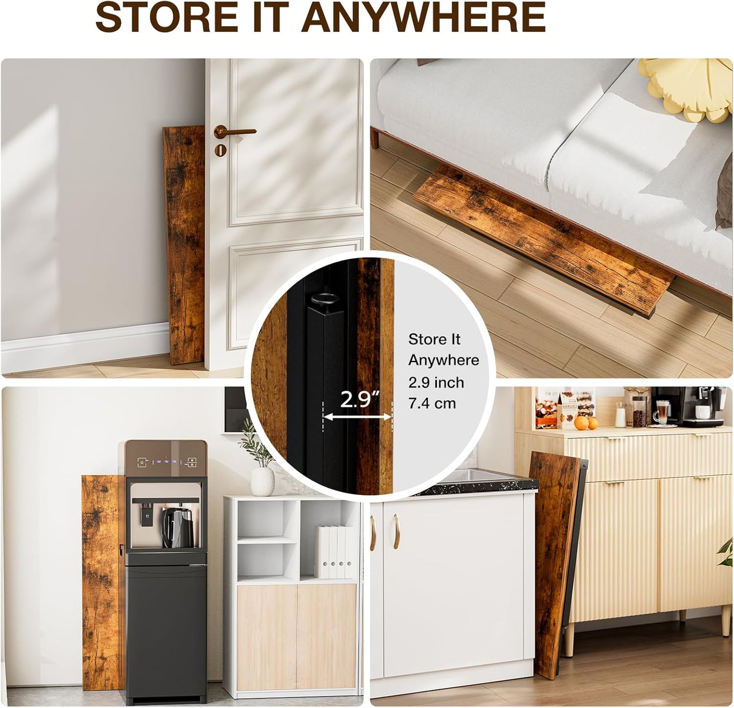 Small Computer Desk Folding Table - 35.8" Foldable Office Desk, No Assembly, Perfect for Small Spaces in Bedroom, Dorm, or Apartment, Portable Mini Desk or Study Table with Compact Design, Brown