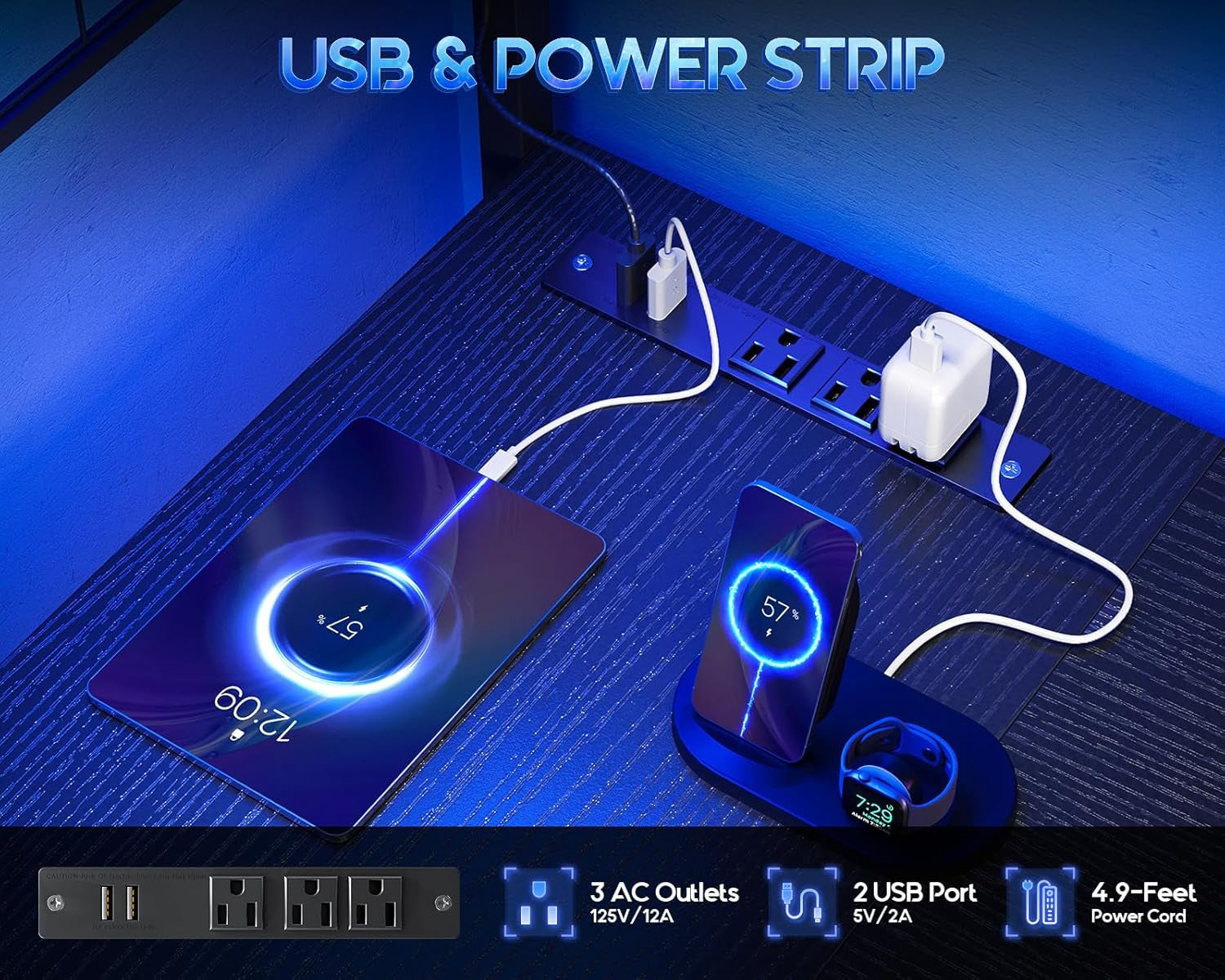 L Shaped Gaming Desk with Shelf & 4 Drawers, 43" Reversible Computer Desk with LED Light, Home Office Table with Hutch and Hook, Black