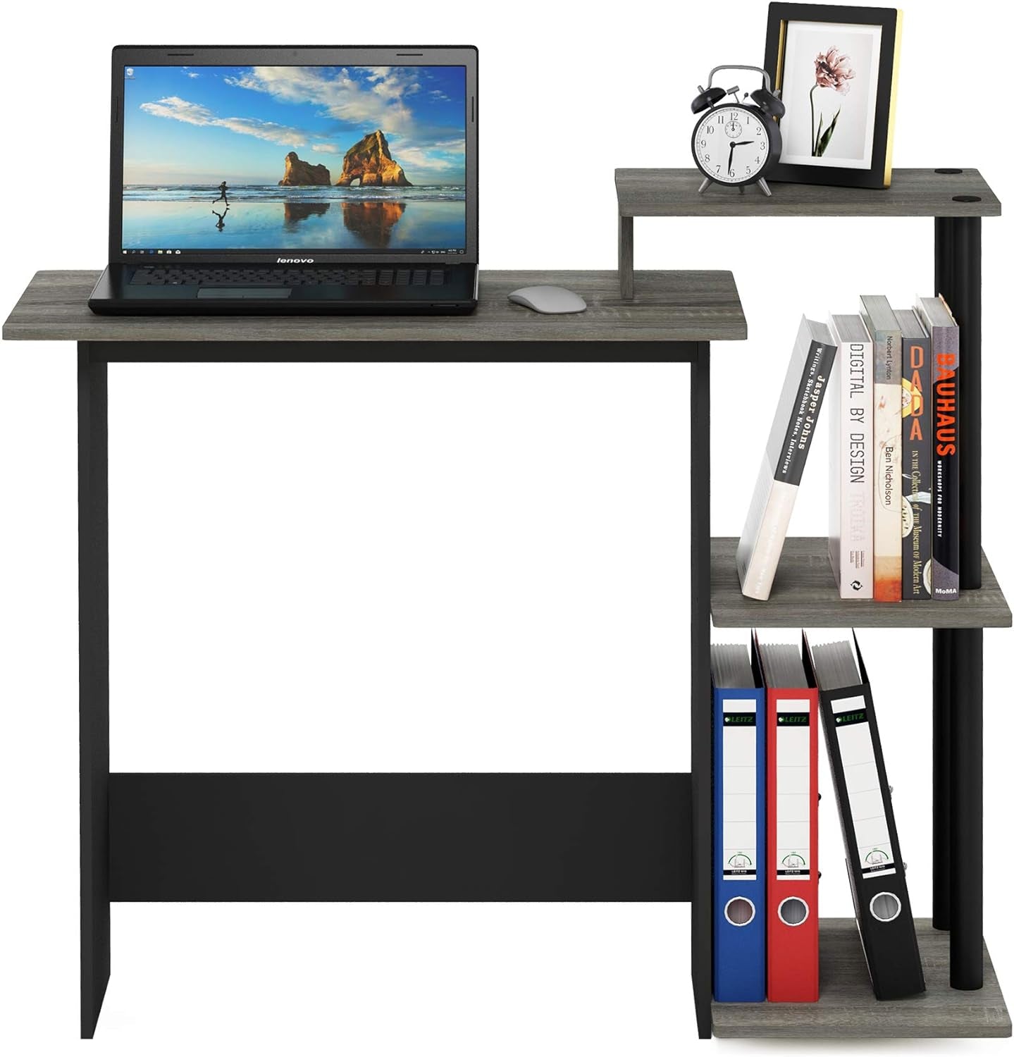 EFFICIENT Desk, Gaming Desk, with 3 Open Side Shelves, Laptop Notebook Computer Desk,Office Desk for Home Office, Study Room, Dorm, French Oak