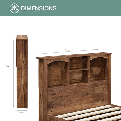Model 6008K Twin Sized Bookcase Headboard and Twin Sized Platform Bed Combo in Mountain Oak