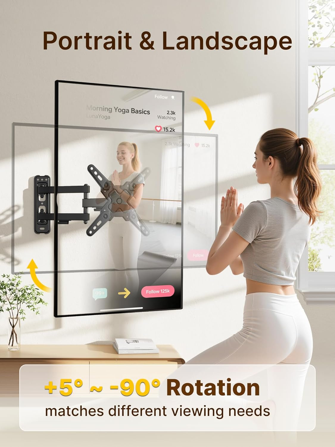 Full Motion TV Wall Mount Bracket for Most 13-43 Inch LED LCD Flat Screen Tvs & Monitors, Swivel Tilt Extension Rotation with Articulating Arms, TV Mount Max VESA 200X200Mm, up to 44Lbs