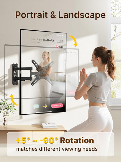 Full Motion TV Wall Mount Bracket for Most 13-43 Inch LED LCD Flat Screen Tvs & Monitors, Swivel Tilt Extension Rotation with Articulating Arms, TV Mount Max VESA 200X200Mm, up to 44Lbs