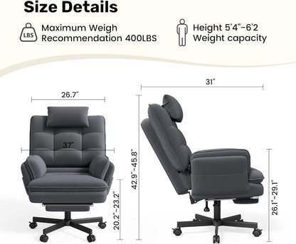 Criss Cross Office Chair with Flip-Up Armrests and Headrest, 135° Reclining Swivel Velvet Criss Cross Chair with Wheels & Foot Rest, Big and Tall Cloud Cross Legged Office Chair for Home, Gray