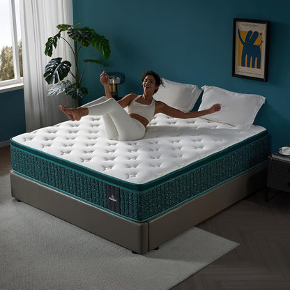 12 Inch King Size Hybrid Mattress in a Box – Medium Firm Memory Foam & Pocket Coils – Cooling Comfort, Motion Isolation & Pressure Relief