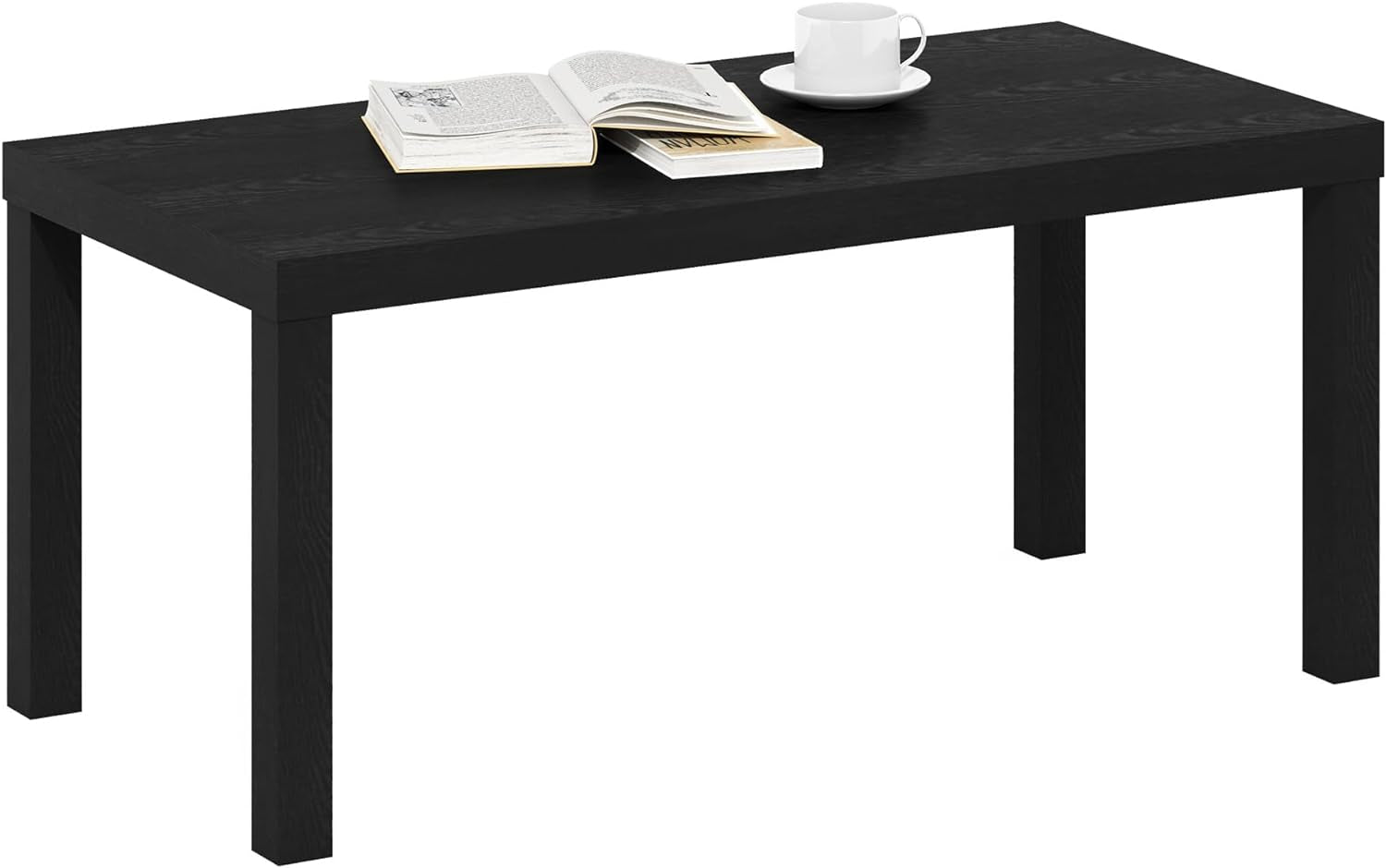 CLASSIC Coffee Table, Modern Rectangle Coffee Table with Triple Thick Tabletop, Side Table for Living Room, Home Office, Black