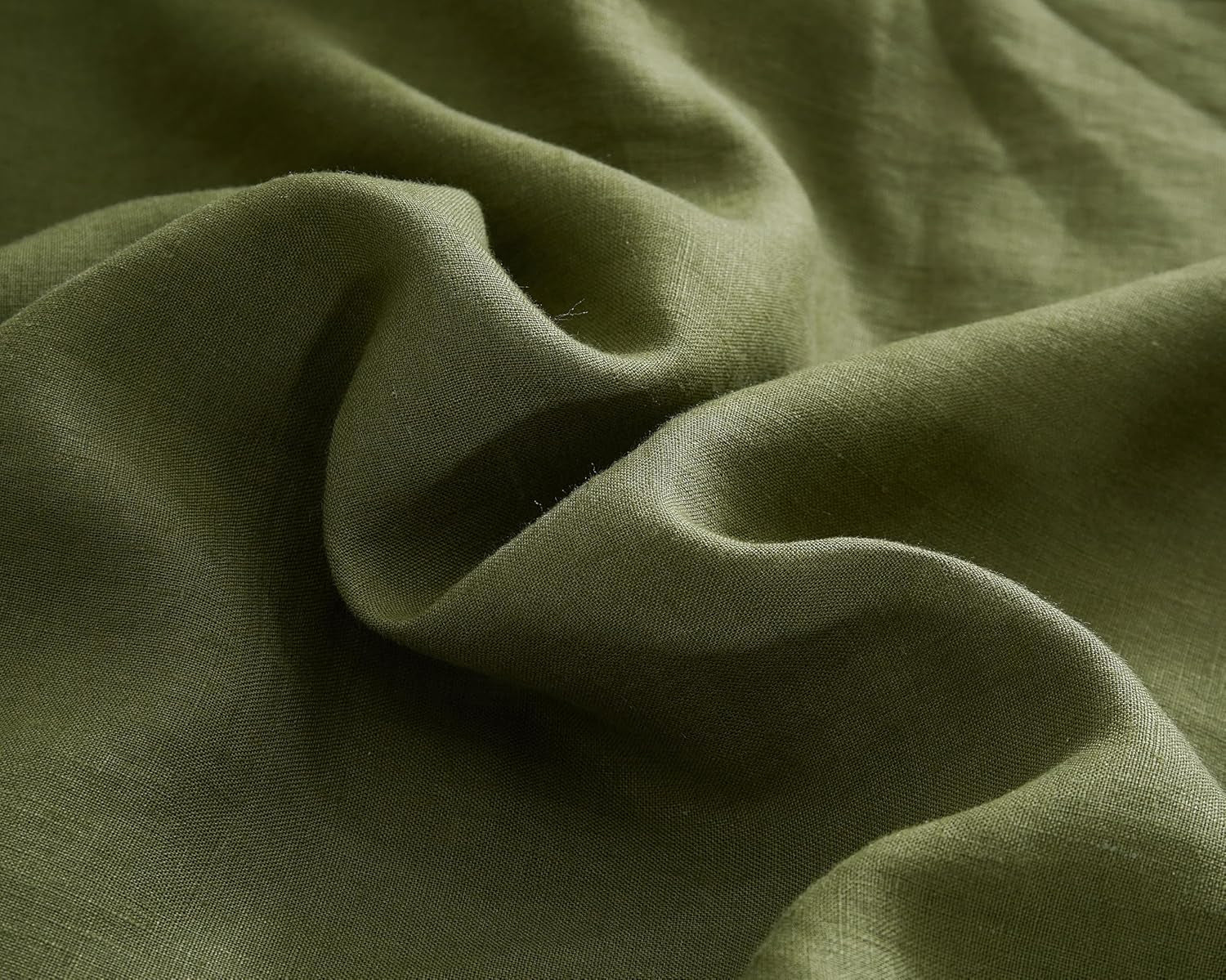100% French Linen Pillowcases 20X36 Inches King Pillow Shams Pack of 2 with Envelope Closure, Stone Washed Soft Durable Breathable and Cooling Pillow Covers(Olive Green, King)