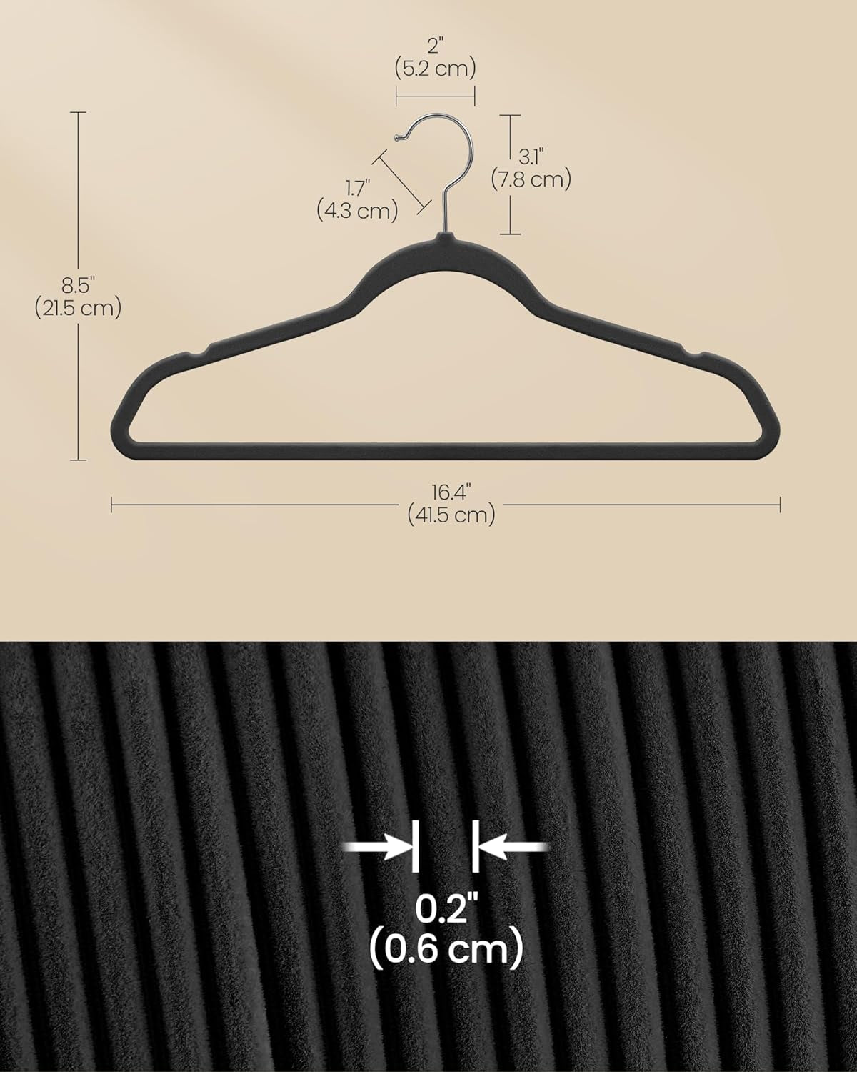 Velvet Hangers 60 Pack, Non-Slip Clothes Hangers with Silver-Colored Swivel Hooks, Slim Space-Saving for Closet, Heavy-Duty, Black UCRF036BZ02S