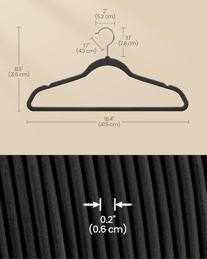 Velvet Hangers 60 Pack, Non-Slip Clothes Hangers with Silver-Colored Swivel Hooks, Slim Space-Saving for Closet, Heavy-Duty, Black UCRF036BZ02S