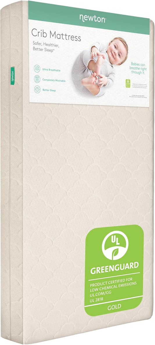 Crib Mattress and Toddler Bed - Ultra-Breathable Proven to Reduce Suffocation Risk, Washable Core & Cover, 2-Stage, Deluxe 5.5" Thick - Sandstone