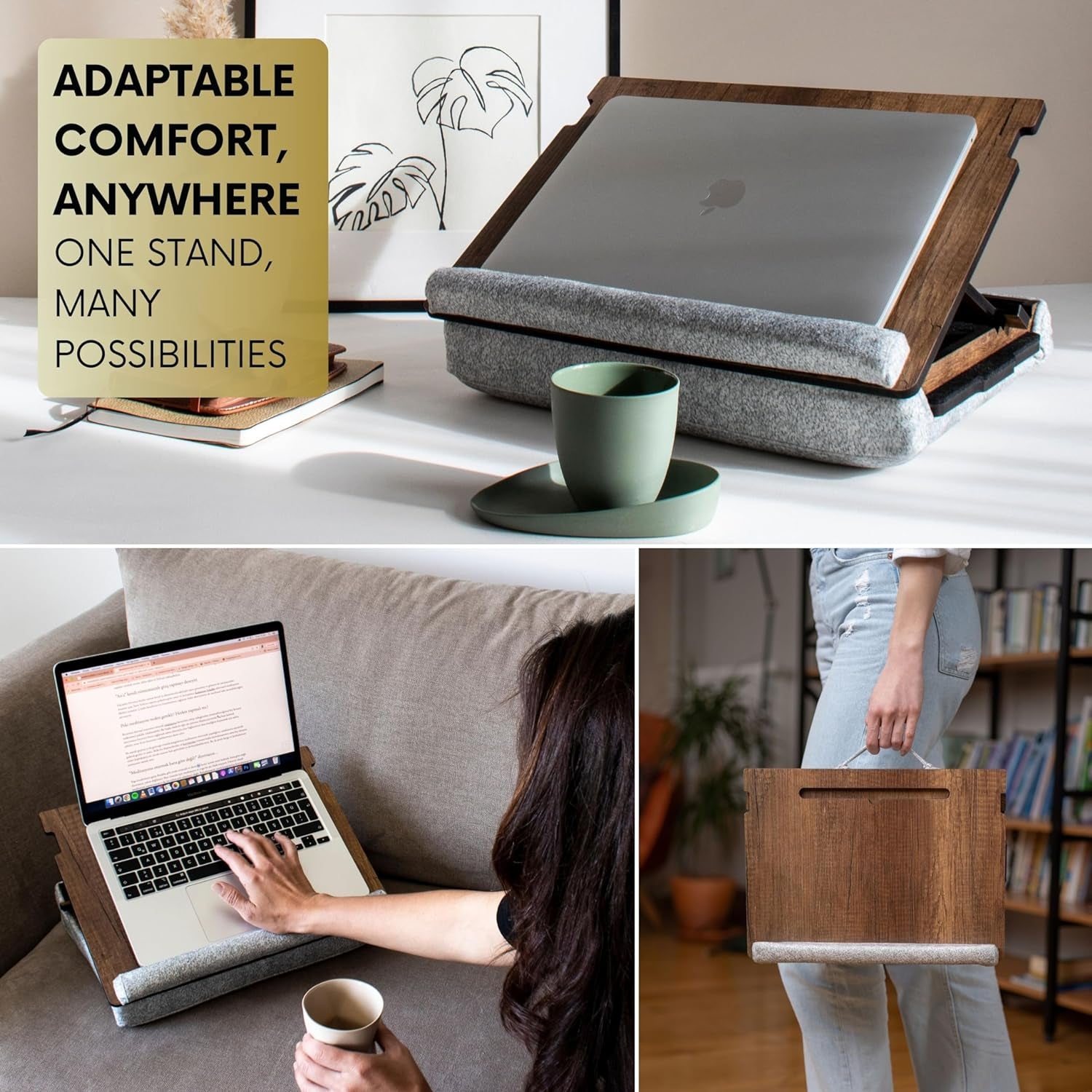 Lap Desk for Laptop - Laptop Tray with Cushion, Portable Lap Desk for Lap, Adjustable Lapdesk, Couch Lap Top Table for Work, Ergonomic Lap Top Stand for Bed