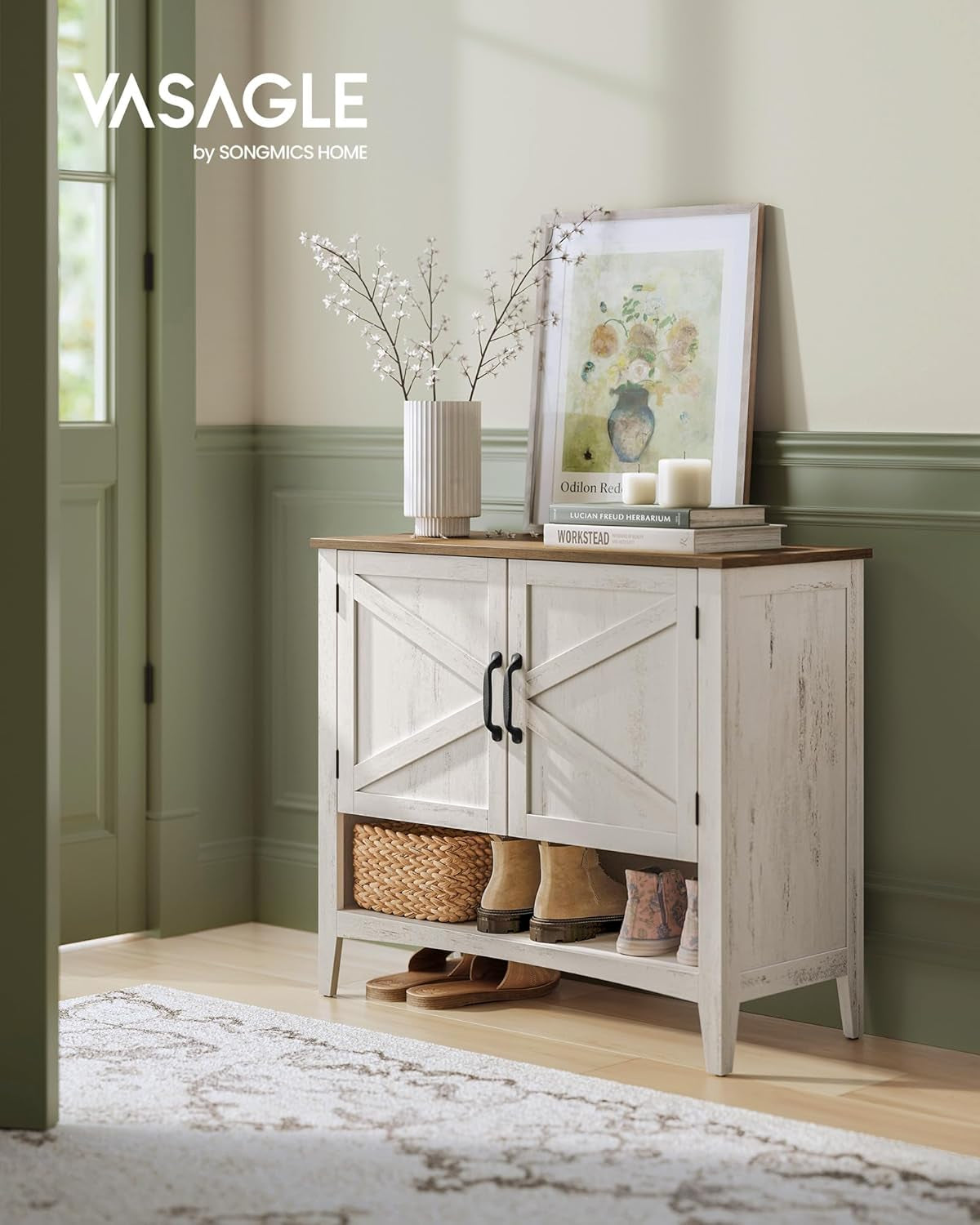 Shoe Cabinet, 3-Tier Shoe Storage Organizer, Modern Freestanding Cabinet with Height-Adjustable Shelf, 13.8 X 31.5 X 27.6 Inches, Entryway, Slate Gray ULBC044G01