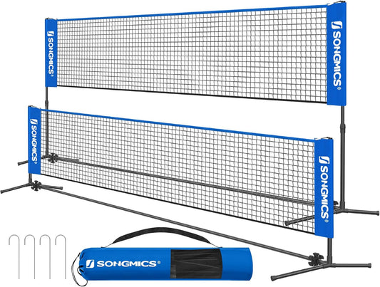 Badminton Net, Height Adjustable Volleyball Net, Pickleball Net for Junior Tennis, Kids, Indoor Outdoor Court, Foldable Nylon Net with Poles 10Ft/13Ft/16.5Ft Wide