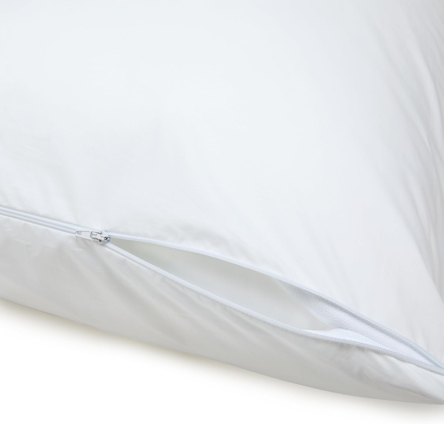 down Alternative Bed Pillows and Pillow Protector Case 2-Piece Set, Medium Density, Standard - Pack of 2, White, 26"L X 20"W
