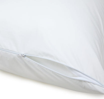 down Alternative Bed Pillows and Pillow Protector Case 2-Piece Set, Medium Density, Standard - Pack of 2, White, 26"L X 20"W