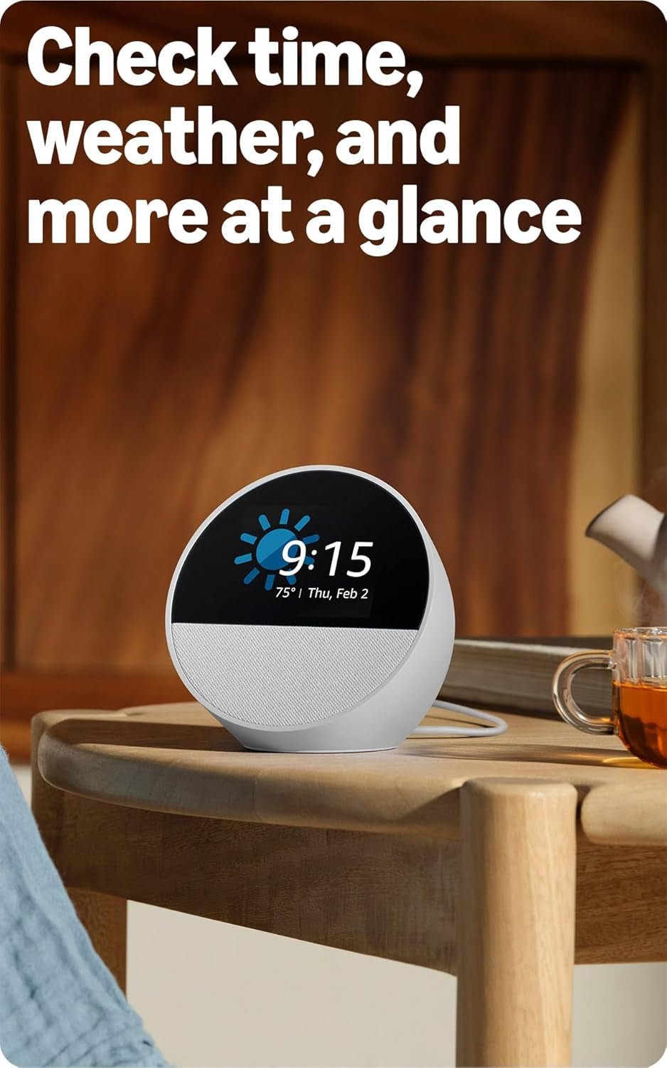 Echo Spot (Newest Model), Great for Nightstands, Offices and Kitchens, Smart Alarm Clock with Alexa, Black