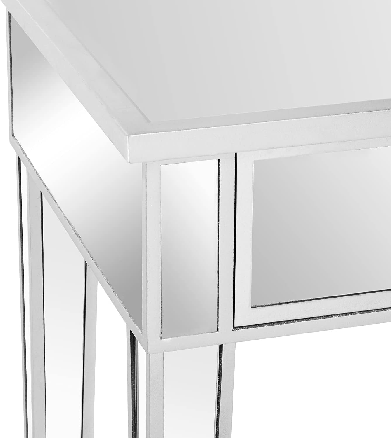 Mirrored End Table with Drawer Silver Modern Nightstand/Bedside/Accent Table for Small Space,Living Room,Bedroom,15.7" L X 15.7" W X 24" H,Mirror