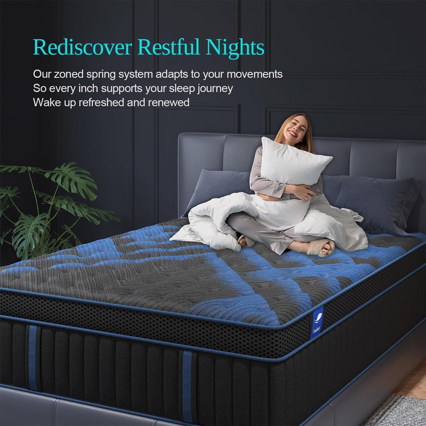 Queen Mattress 14 Inch, Hybrid Mattresses Medium Firm with Gel Memory Foam & Pocketed Coils, Motion Isolation, Certipur-Us Certified, Pressure Relief for Silent Sleep