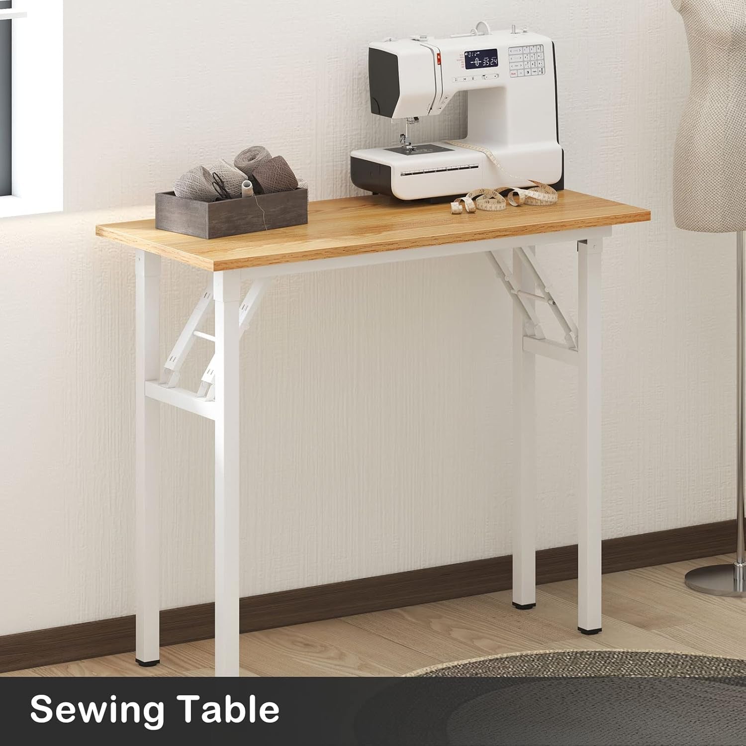 Small Desk 31 1/2" No Assembly Foldable Writing Table,Sturdy and Heavy Duty Folding Computer Desks for Small Space/Home Office/Dormitory AC5BW(80 * 40)