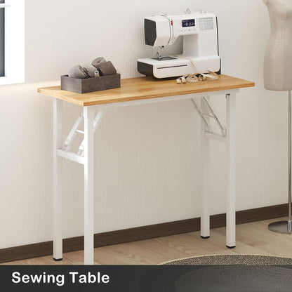 Small Desk 31 1/2" No Assembly Foldable Writing Table,Sturdy and Heavy Duty Folding Computer Desks for Small Space/Home Office/Dormitory AC5BW(80 * 40)