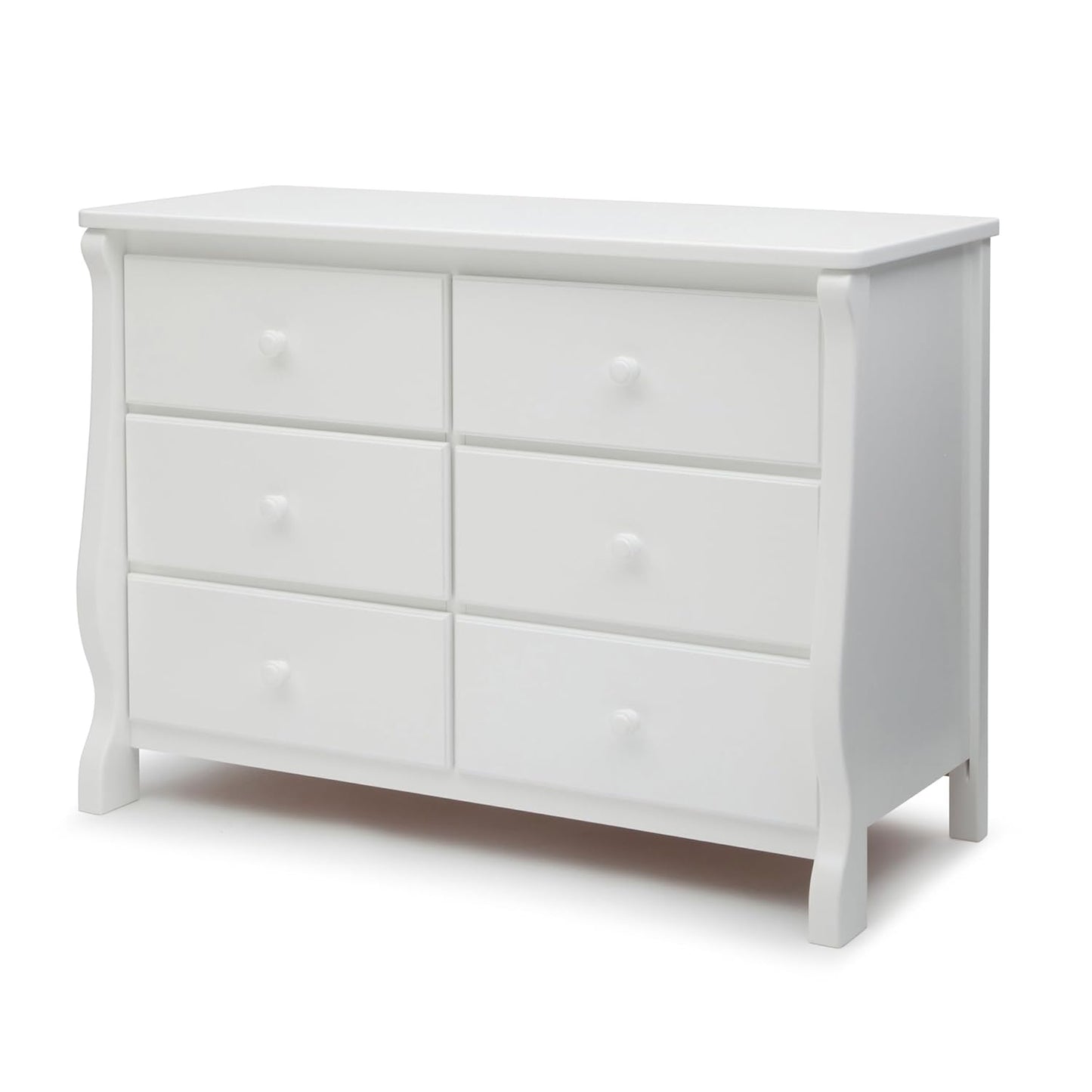 Universal 6 Drawer Dresser with Interlocking Drawers - Greenguard Gold Certified, White