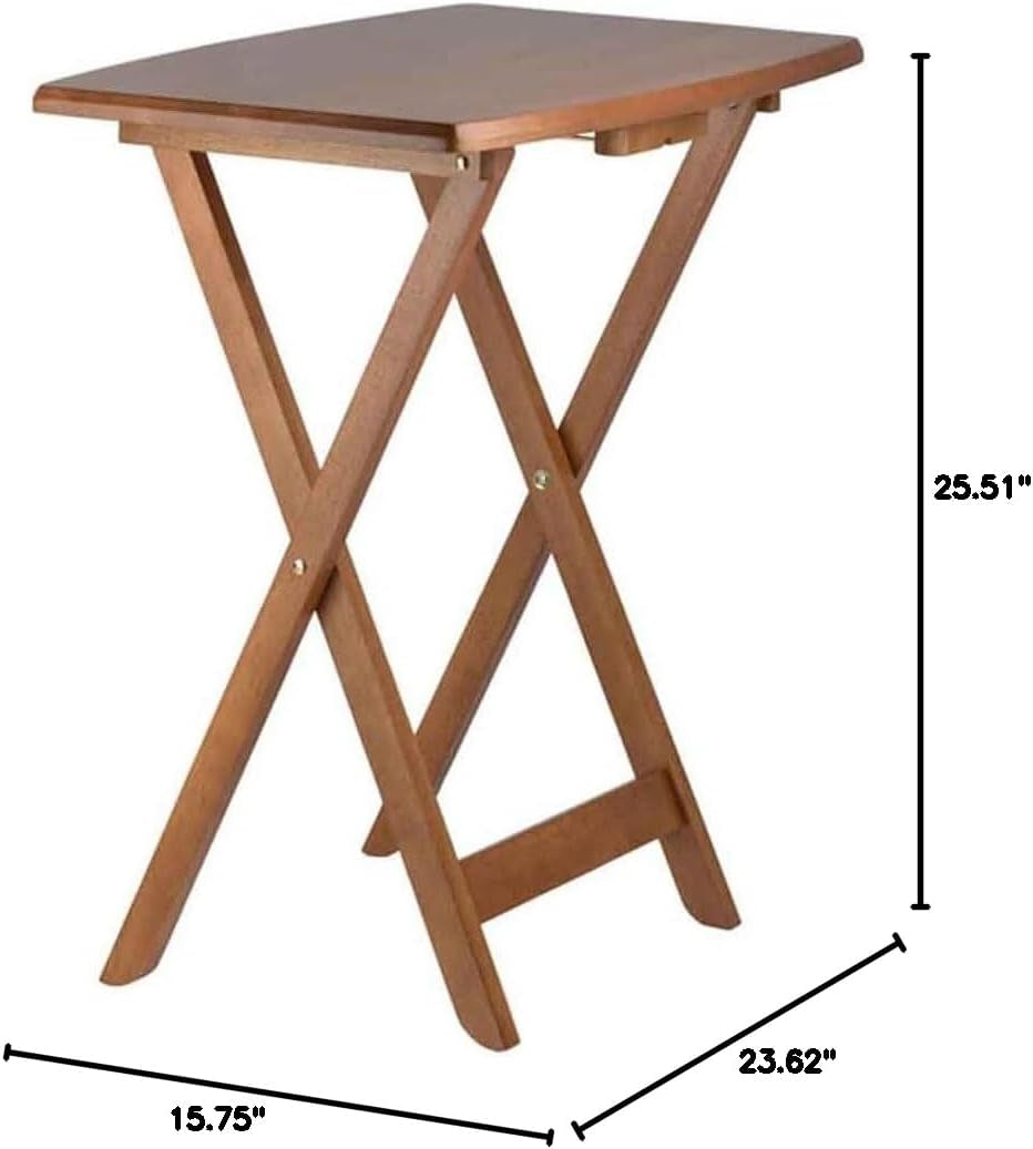 Renaissance Romance 5-Piece Oversize Snack Table Set with Solid Teak Finish, Curved Sides, Rounded Corners, and Sturdy Stand, 23.6" W X 15.75" D X 25.5" H Teak