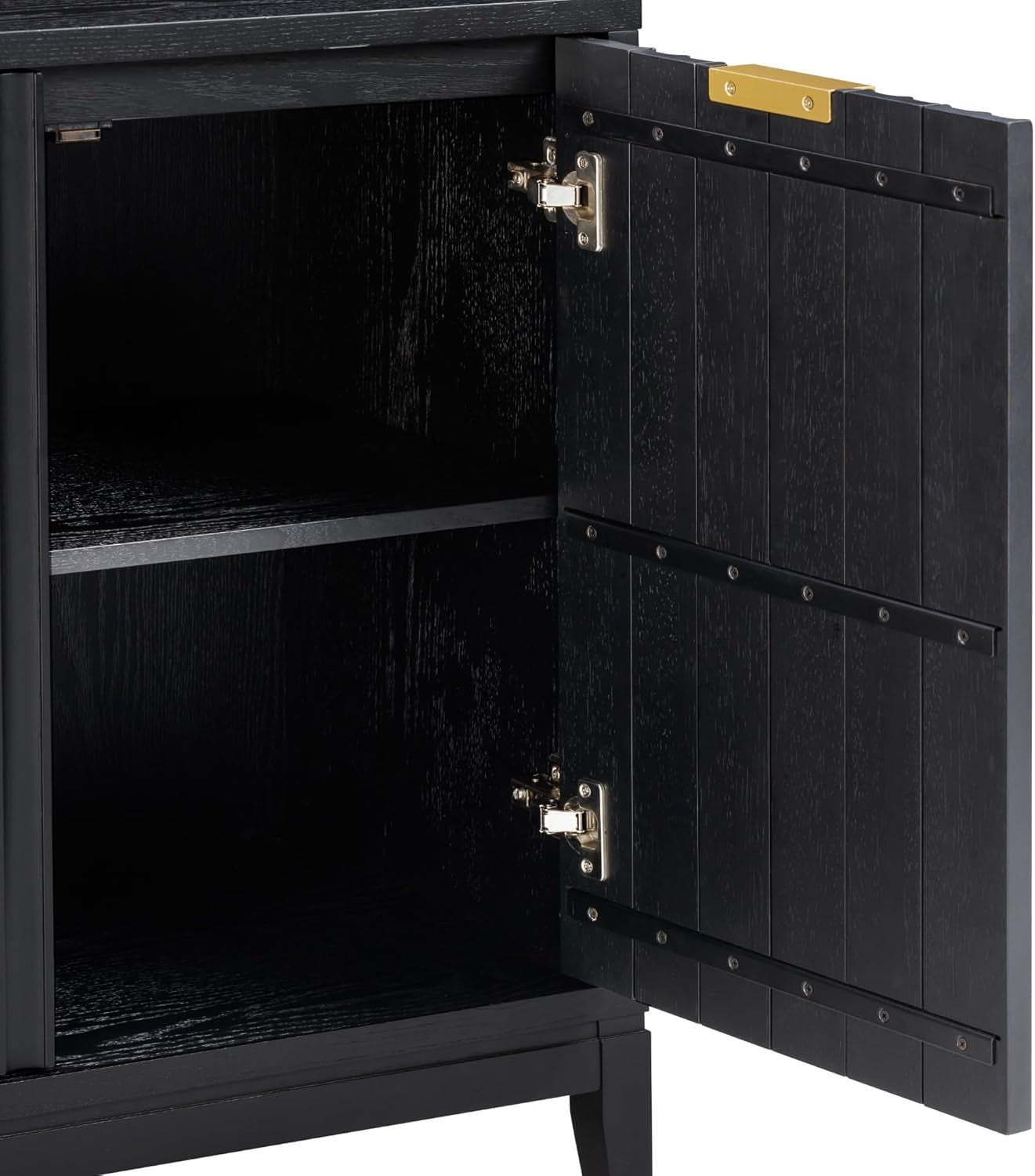 Jasper Modern Sideboard, Kitchen Storage Cabinet with Fluted Doors, Accent Storage for Kitchen or Living Room, Black Oak