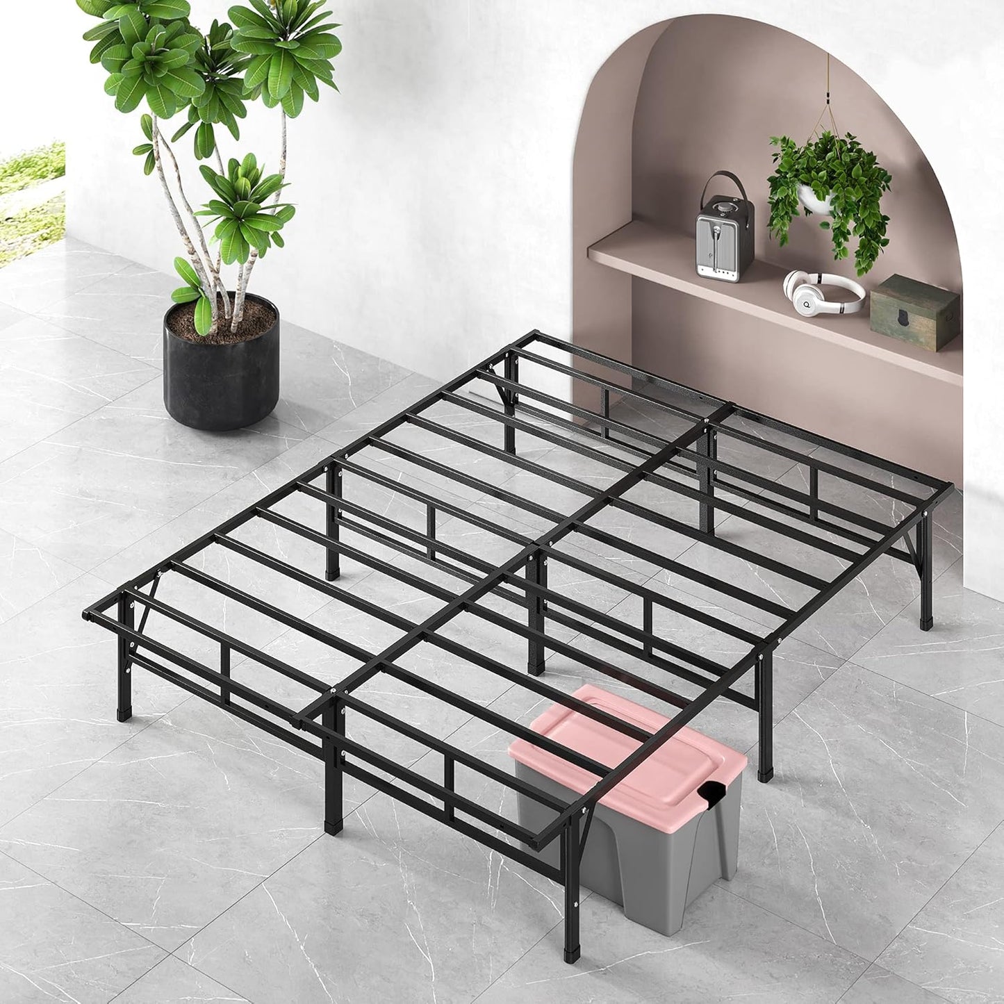 Sleep Master Do-It-Yourself Smart Platform Metal Bed Frame, Queen