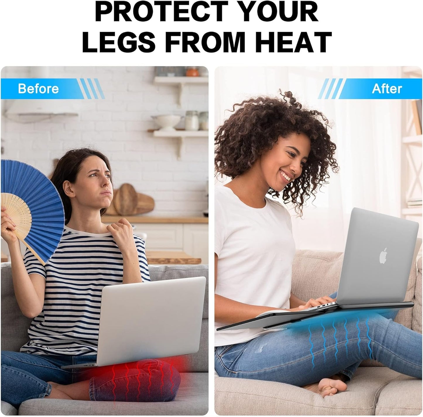Portable Laptop Lap Desk W/Retractable Left/Right Mouse Pad Tray, Non-Slip Heat Shield Tablet Notebook Computer Stand Table W/Sturdy Stable Work Surface for Bed Sofa Couch or Travel