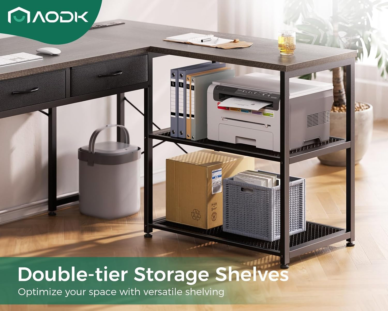 53 Inch L Shaped Computer Desk with Drawers, Corner Desk with Power Outlets & Reversible Storage Shelves, Movable CPU Stand for Home Office Gaming, White