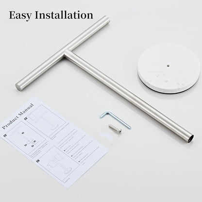 Hand Towel Holder, 15 Inch T-Shape Freestanding Towel Rack Stand for Bathroom & Kitchen Countertop with Brushed Nickel Finish and Marble Base