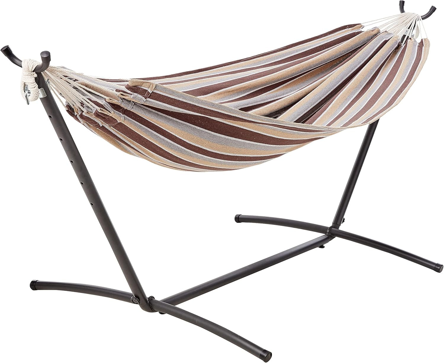 Double Hammock with 9-Foot Space Saving Steel Stand and Carrying Case, 2 Person, 450 Lb Capacity, Cream Wave, 110" X 47" X 43"
