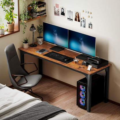 Modern Simple Large Computer Desk, 71" Long Home Office Desk for Two Person, Multi-Purpose Computer Table for Home Office Study, Rustic Brown