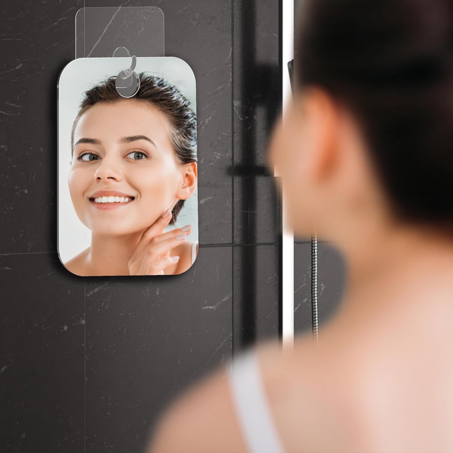 Fogless Shower Mirror for Shaving – Anti-Fog Acrylic Mirror with Razor Holder, No-Drill Wall Mount, Flat Design for Steam Showers, Medium 6X8In