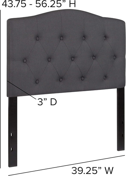 Dark gray tufted upholstered twin headboard with adjustable rails, view 2